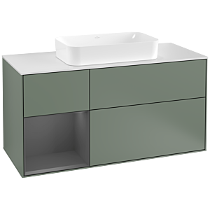 Villeroy and Boch Finion Villeroy and Boch Finion G291GKGM 120cm, cover plate white matt, Emotion, shelf left Anthracite matt, Olive Matt Lacquer