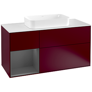 Villeroy und Boch Finion Waschtischunterschrank G291GKHB 120cm, Abdeckplatte white matt, Emotion, Regal links Anthracite matt, Peony Matt