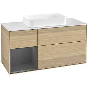 Villeroy and Boch Finion Villeroy and Boch Finion G291GKPC 120cm, cover plate matt white, Emotion, shelf left anthracite matt, Oak Veneer