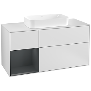 Villeroy und Boch Finion Waschtischunterschrank G291HGMT 120cm, Abdeckplatte white matt, Emotion, Regal links Midnight Blue Matt Lacquer, White matt lacquer