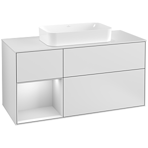 Villeroy und Boch Finion Waschtischunterschrank G291MTMT 120cm, Abdeckplatte white matt, Emotion, Regal links White matt lacquer, White matt lacquer