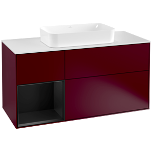 Villeroy and Boch Finion Villeroy and Boch Finion G291PDHB 120cm, cover plate matt white, Emotion, shelf on the left black matt lacquer, Peony Matt