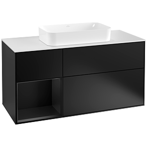 Villeroy und Boch Finion Waschtischunterschrank G291PDPD 120cm, Abdeckplatte white matt, Emotion, Regal links Black matt lacquer, Black matt lacquer