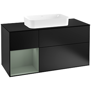 Villeroy and Boch Finion Villeroy and Boch Finion G292GMPD 120cm, cover plate black matt, Emotion, shelf on the left Olive Matt Lacquer , black matt lacquer