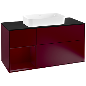 Villeroy and Boch Finion Villeroy and Boch Finion G292HBHB 120cm, cover plate black matt, Emotion, shelf on the left Peony , Peony Matt