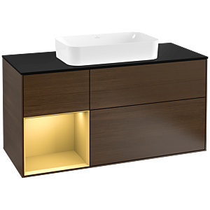 Villeroy and Boch Finion Villeroy and Boch Finion G292HFGN 120cm, cover plate black matt, emotion, shelf left gold matt, walnut veneer