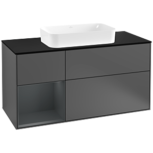 Villeroy et Boch Finion Villeroy et Boch G292HGGK 120cm, plaque de finition noir mat, Emotion, étagère à gauche Midnight Blue Matt Lacquer , Anthracite mat