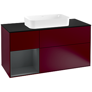 Villeroy and Boch Finion Villeroy and Boch Finion G292HGHB 120cm, cover plate black matt, Emotion, shelf left Midnight Blue Matt Lacquer , Peony Matt