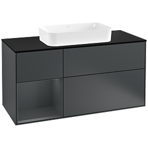 Villeroy und Boch Finion Waschtischunterschrank G292HGHG 120cm, Abdeckplatte black matt, Emotion, Regal links Midnight Blue Matt Lacquer, Midnight Blue Matt Lacquer