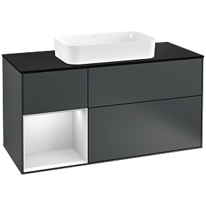 Villeroy and Boch Finion Villeroy and Boch Finion G292MTHG 120cm, cover plate black matt, Emotion, shelf left white matt lacquer, Midnight Blue Matt Lacquer