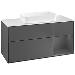 Villeroy und Boch Finion Waschtischunterschrank G301GKGK 120cm, Abdeckplatte white matt, Emotion, Regal rechts Anthracite matt, Anthracite matt
