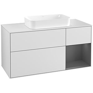 Villeroy and Boch Finion Villeroy and Boch Finion G301GKMT 120cm, cover plate white matt, Emotion, shelf right Anthracite matt, white matt lacquer