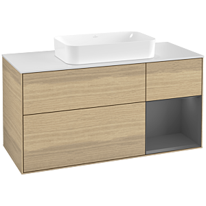 Villeroy and Boch Finion Villeroy and Boch Finion G301GKPC 120cm, cover plate white matt, Emotion, shelf right Anthracite matt, Oak Veneer