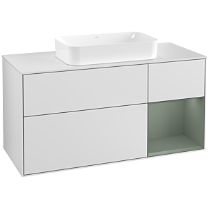 Villeroy and Boch Finion Villeroy and Boch Finion G301GMMT 120cm, cover plate white matt, Emotion, shelf on the right Olive Matt Lacquer , white matt lacquer