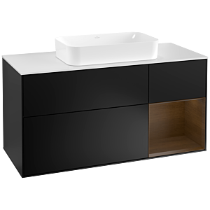 Villeroy and Boch Finion Villeroy and Boch Finion G301GNPD 120cm, cover plate white matt, Emotion, shelf on the right Walnut veneer, Black matt lacquer