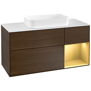 Villeroy and Boch Finion Villeroy and Boch Finion G301HFGN 120cm, cover plate white matt, emotion, shelf right gold matt, walnut veneer