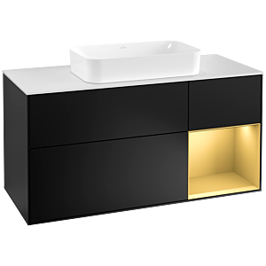 Villeroy and Boch Finion Villeroy and Boch Finion G301HFPD 120cm, cover plate white matt, Emotion, shelf right gold matt, black matt lacquer