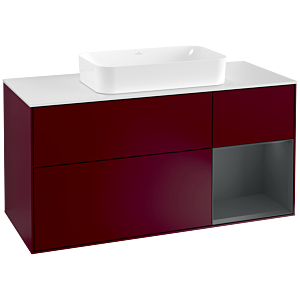 Villeroy und Boch Finion Waschtischunterschrank G301HGHB 120cm, Abdeckplatte white matt, Emotion, Regal rechts Midnight Blue Matt Lacquer, Peony Matt