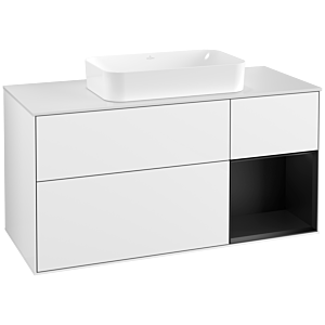 Villeroy and Boch Finion Villeroy and Boch Finion G301PDGF 120cm, cover plate white matt, Emotion, shelf on the right Black matt lacquer, Glossy white lacquer