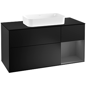 Villeroy and Boch Finion Villeroy and Boch Finion G302GKPD 120cm, cover plate black matt, Emotion, shelf on the right Anthracite matt, Black matt lacquer
