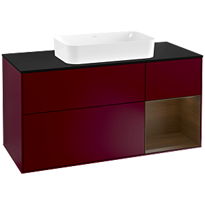 Villeroy and Boch Finion Villeroy and Boch Finion G302GNHB 120cm, cover plate black matt, Emotion, shelf on the right Walnut veneer, Peony Matt