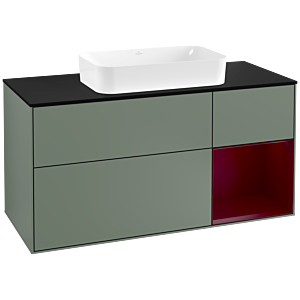 Villeroy and Boch Finion Villeroy and Boch Finion G302HBGM 120cm, cover plate black matt, emotion, shelf on the right Peony , Olive Matt Lacquer