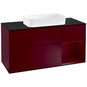 Villeroy and Boch Finion Villeroy and Boch Finion G302HBHB 120cm, cover plate black matt, Emotion, shelf on the right Peony , Peony Matt