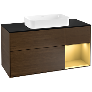 Villeroy and Boch Finion Villeroy and Boch Finion G302HFGN 120cm, cover plate black matt, emotion, shelf right gold matt, walnut veneer