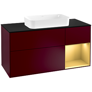 Villeroy and Boch Finion Villeroy and Boch Finion G302HFHB 120cm, cover plate black matt, Emotion, shelf right gold matt, Peony Matt