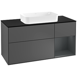 Villeroy et Boch Finion Villeroy et Boch G302HGGK 120cm, plaque de finition noir mat, Emotion, étagère à droite Midnight Blue Matt Lacquer , Anthracite mat