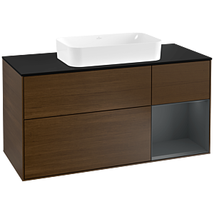 Villeroy and Boch Finion Villeroy and Boch Finion G302HGGN 120cm, cover plate black matt, Emotion, shelf on the right Midnight Blue Matt Lacquer , Walnut veneer