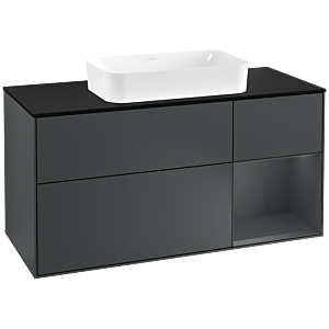 Villeroy et Boch Finion Villeroy et Boch G302HGHG 120cm, plaque de finition noire mate, Emotion, étagère à droite Midnight Blue Matt Lacquer , Midnight Blue Matt Lacquer