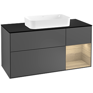 Villeroy and Boch Finion Villeroy and Boch Finion G302PCGK 120cm, cover plate black matt, emotion, shelf on the right Oak Veneer , anthracite matt