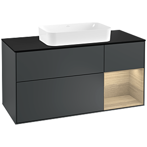 Villeroy and Boch Finion Villeroy and Boch Finion G302PCHG 120cm, black matt cover plate, Emotion, right shelf Oak Veneer , Midnight Blue Matt Lacquer
