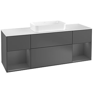 Villeroy und Boch Finion Waschtischunterschrank G331GKGK 160cm, Abdeckplatte white matt, Emotion, Regale Anthracite matt lacquer, Anthracite matt