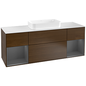 Villeroy and Boch Finion Villeroy and Boch Finion G331GKGN 160cm, cover plate matt white, Emotion, shelves anthracite matt lacquer, walnut veneer