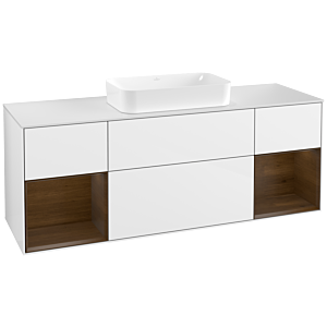 Villeroy and Boch Finion Villeroy and Boch Finion G331GNGF 160cm, cover plate matt white, Emotion, shelves Walnut veneer, Glossy white lacquer