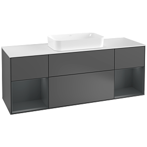 Villeroy and Boch Finion Villeroy and Boch Finion G331HGGK 160cm, cover plate matt white, Emotion, shelves Midnight matt lacquer, Anthracite matt