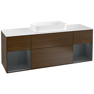 Villeroy and Boch Finion Villeroy and Boch Finion G331HGGN 160cm, cover plate matt white, Emotion, shelves Midnight matt lacquer, Walnut veneer