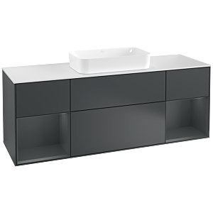 Villeroy et Boch Finion Villeroy et Boch G331HGHG 160cm, plaque de finition blanc mat, Emotion, étagères Midnight mat laqué, Midnight Blue Matt Lacquer