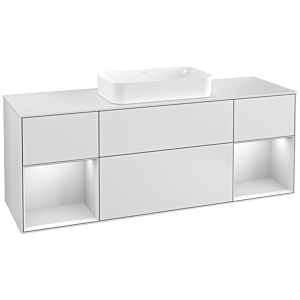 Villeroy und Boch Finion Waschtischunterschrank G331MTMT 160cm, Abdeckplatte white matt, Emotion, Regale White matt lacquer, White matt lacquer