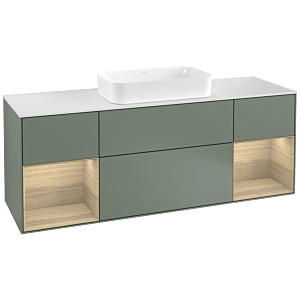 Villeroy et Boch Finion Villeroy et Boch G331PCGM 160cm, plaque de finition blanc mat, emotion, étagères Oak Veneer , Olive Matt Lacquer