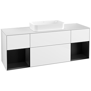 Villeroy and Boch Finion Villeroy and Boch Finion G331PDGF 160cm, cover plate white matt, Emotion, shelves black matt lacquer, glossy white lacquer