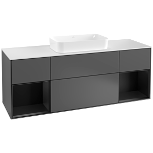 Villeroy and Boch Finion Villeroy and Boch Finion G331PDGK 160cm, cover plate white matt, Emotion, shelves black matt lacquer, anthracite matt