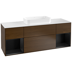 Villeroy and Boch Finion Villeroy and Boch Finion G331PDGN 160cm, cover plate white matt, Emotion, shelves Black matt lacquer, Walnut veneer