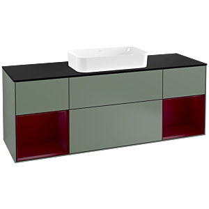 Villeroy and Boch Finion Villeroy and Boch Finion G332HBGM 160cm, cover plate black matt, Emotion, shelves Peony matt lacquer, Olive Matt Lacquer