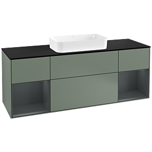 Villeroy and Boch Finion Villeroy and Boch Finion G332HGGM 160cm, cover plate black matt, Emotion, shelves Midnight matt lacquer, Olive Matt Lacquer