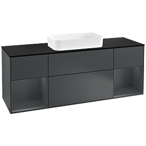Villeroy and Boch Finion Villeroy and Boch Finion G332HGHG 160cm, black matt cover plate, Emotion, Midnight matt lacquer shelves, Midnight Blue Matt Lacquer