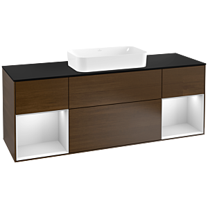Villeroy and Boch Finion Villeroy and Boch Finion G332MTGN 160cm, black matt cover plate, Emotion, white matt lacquer shelves, walnut veneer