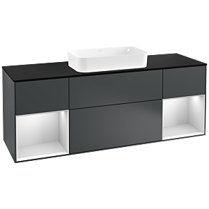 Villeroy and Boch Finion Villeroy and Boch Finion G332MTHG 160cm, cover plate black matt, Emotion, shelves white matt lacquer, Midnight Blue Matt Lacquer